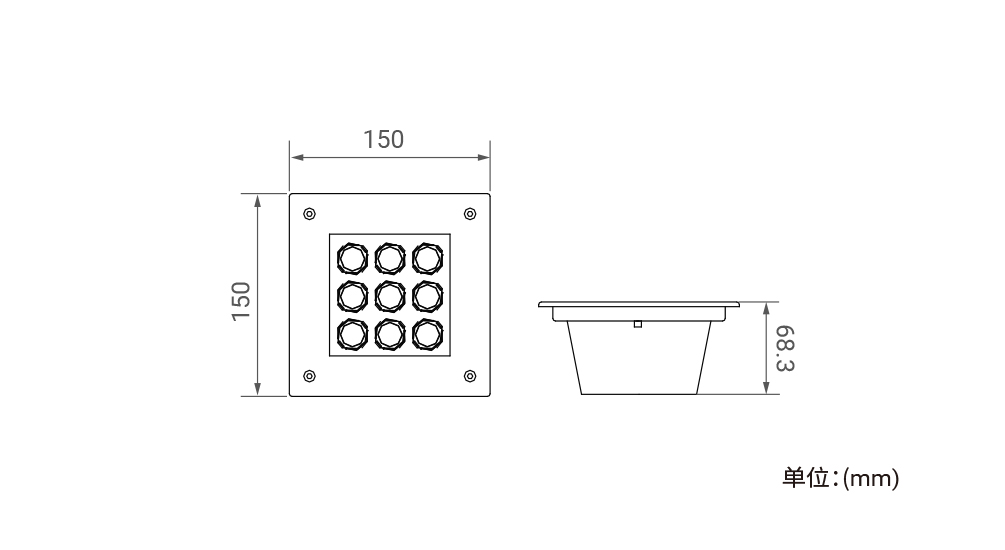 YD-DT-150 LED 方型地埋投光灯